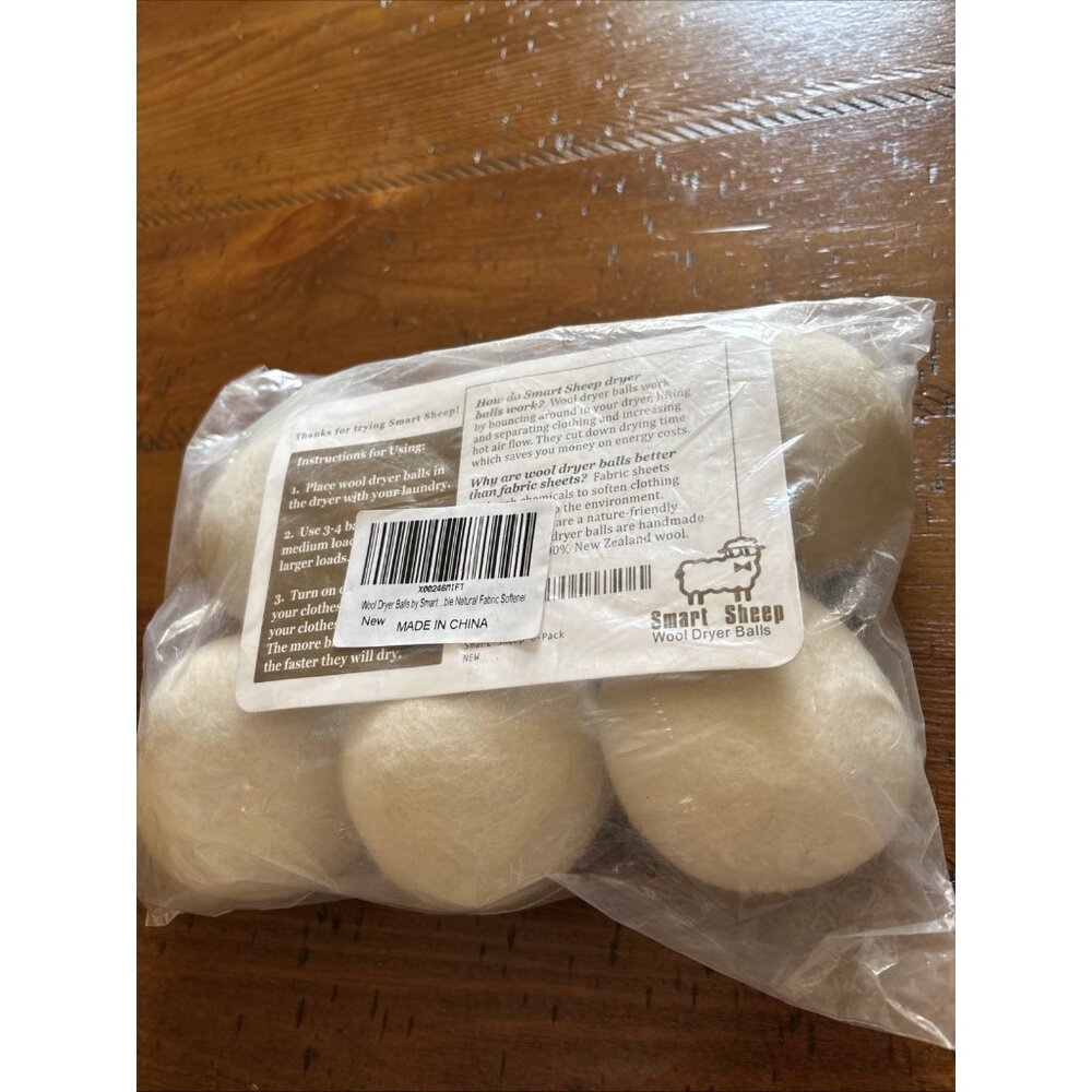 Smart Sheep Wool Dryer Balls - 6-Pack - White
